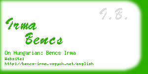 irma bencs business card